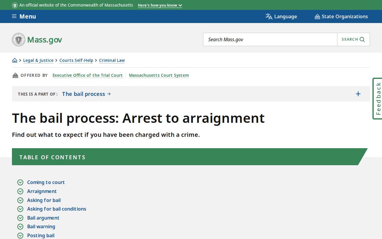 Massachusetts arrest to arraignment process for Middlesex County arrest warrant cases