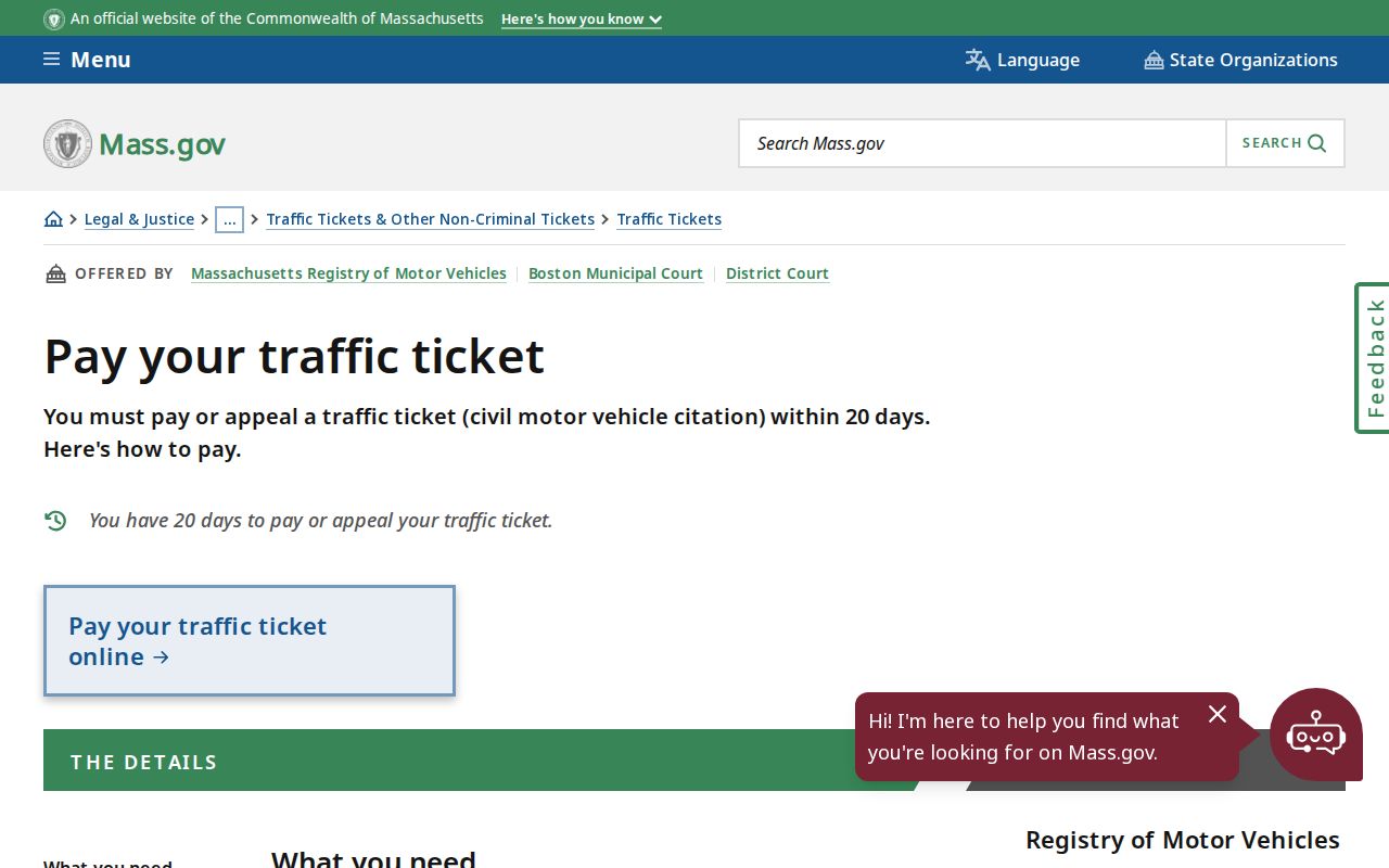 Massachusetts RMV payment and default notice instructions for Middlesex County traffic warrants