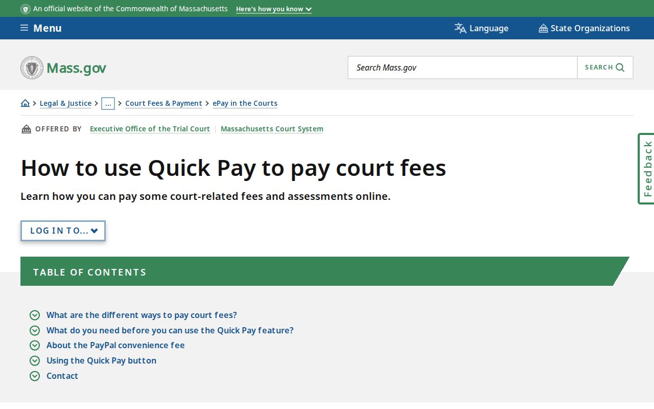 Massachusetts Quick Pay notice that payment does not clear a Middlesex County bench warrant