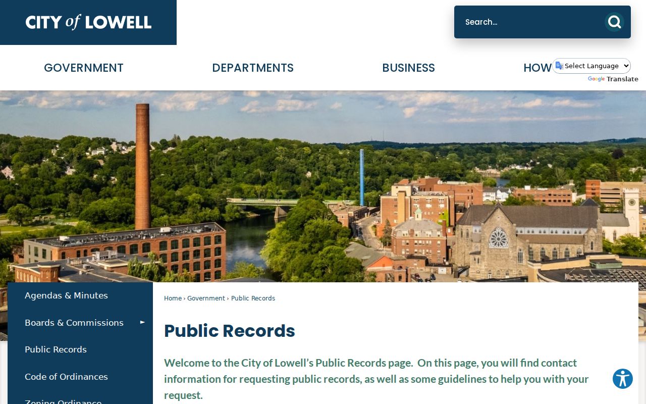 Lowell records access officer request methods for city records near Lowell warrant cases