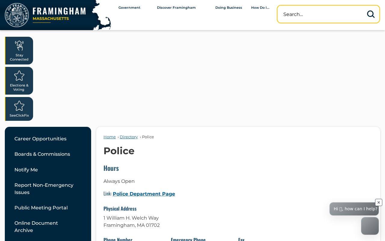 Framingham police Records Bureau hours kept separate from Framingham warrant record status