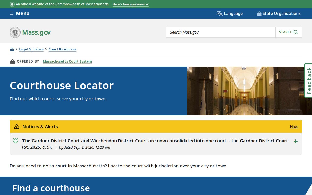 State courthouse locator used to pick the right Middlesex County warrant search division